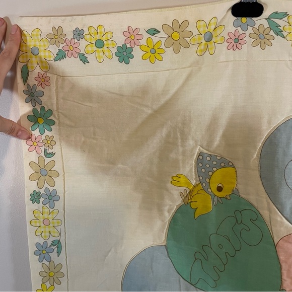 Vintage That's Our Baby Crib Blanket Bedding 32" x 41” Tapestry Bikes, Balloons - Picture 3 of 8